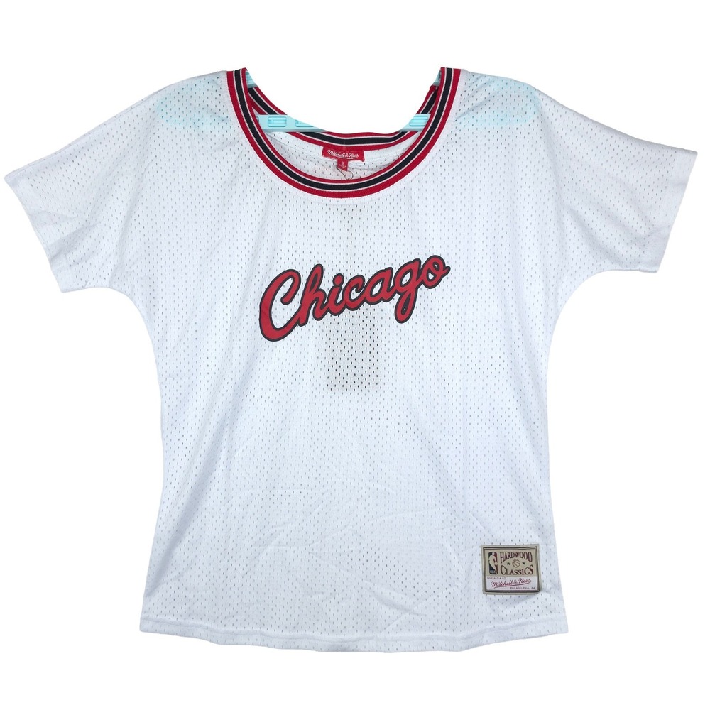 Chicago Bulls Mitchell & Ness NBA Womens Small Crop Top Jersey White NWT